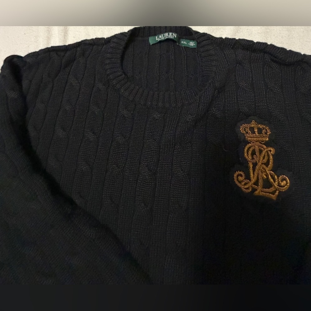 Ralph Lauren Vintage Black Cable Knit Sweater - Picture 2 of 2